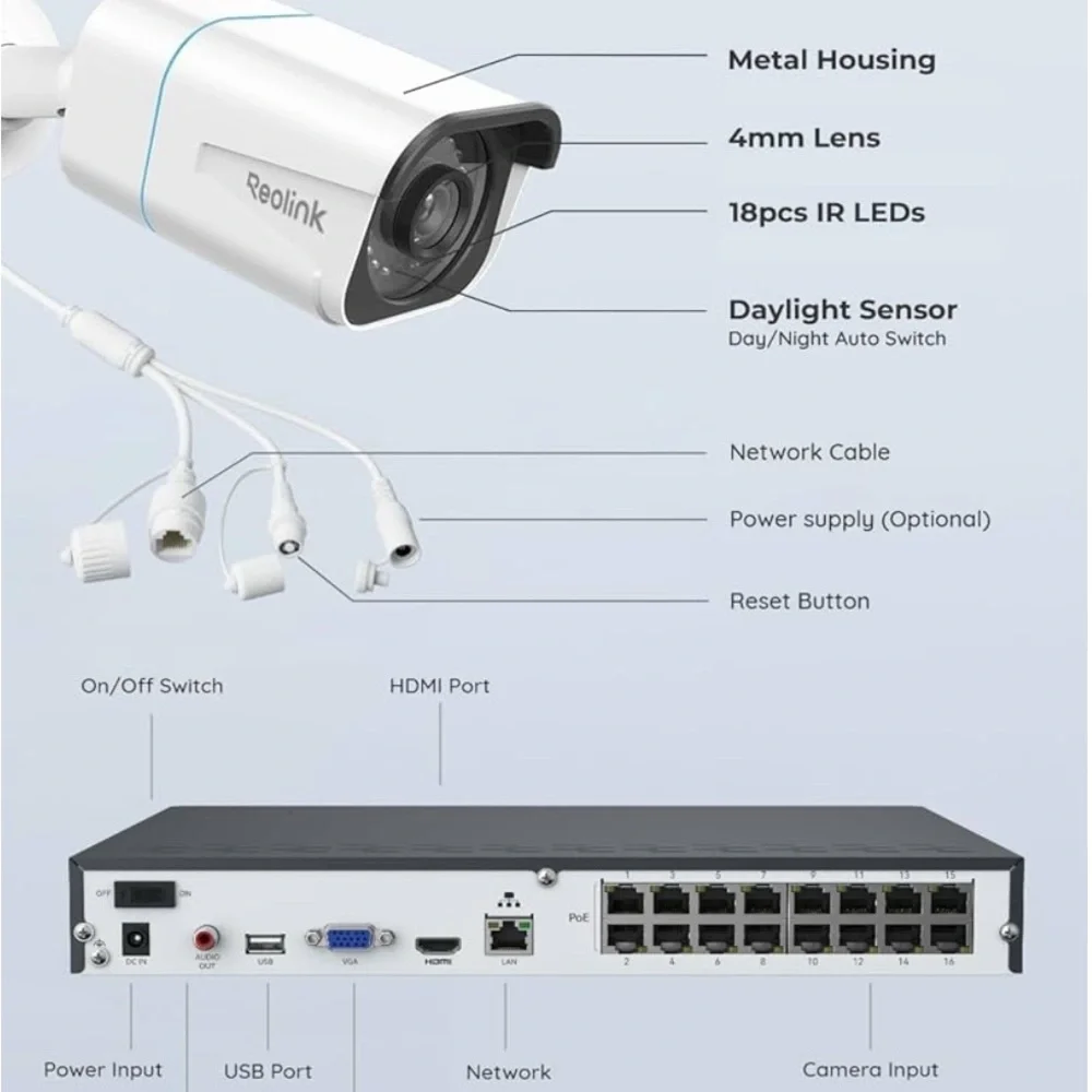 Link Black and White 4K Security Camera System